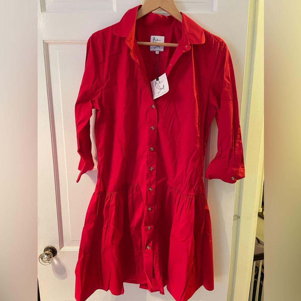 NWT The Shirt by Rochelle Behrens Tuckernuck red shirt dress